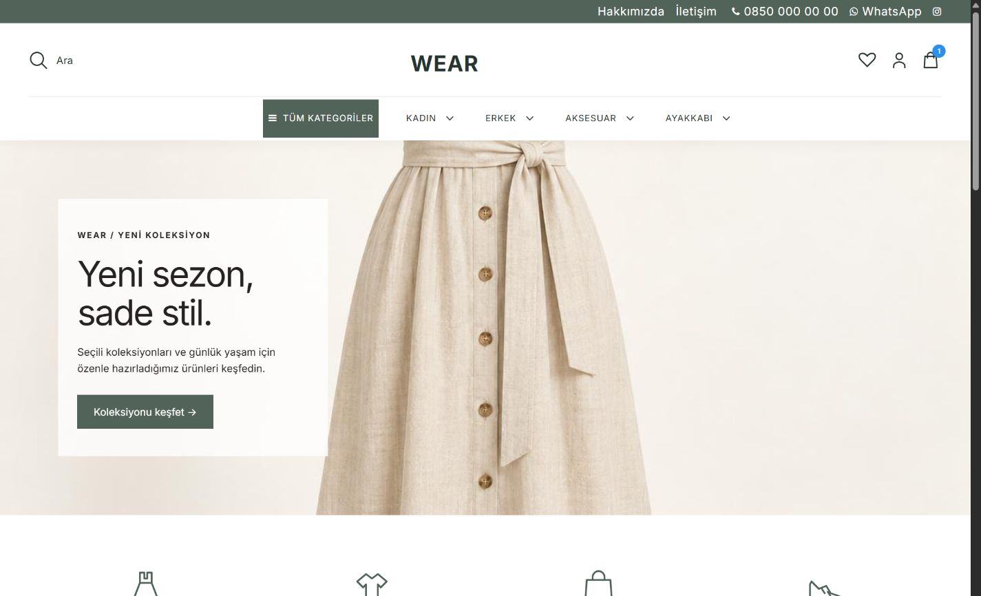Wear moda teması önizlemesi
